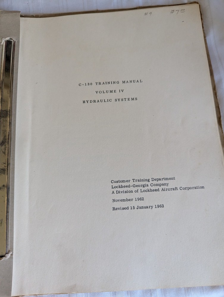 Lockheed C-130 Hydraulic Systems Customer Training Dept book 1963