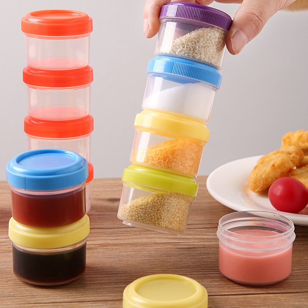 6PCS Mini Clear Plastic Jars With Leakproof Lids Round Clear Container 35ml