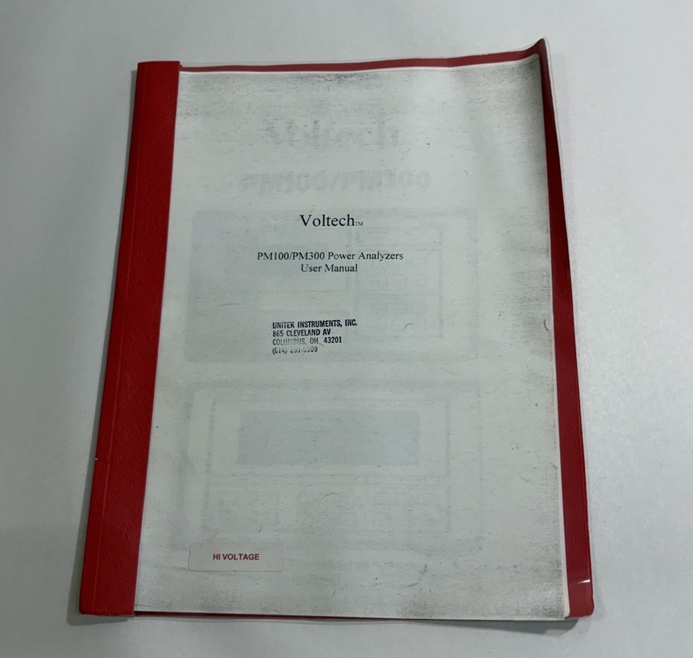 Voltech PM100 Power Analyzer Instruction Manual Voltech PM300 User Manual  Guide