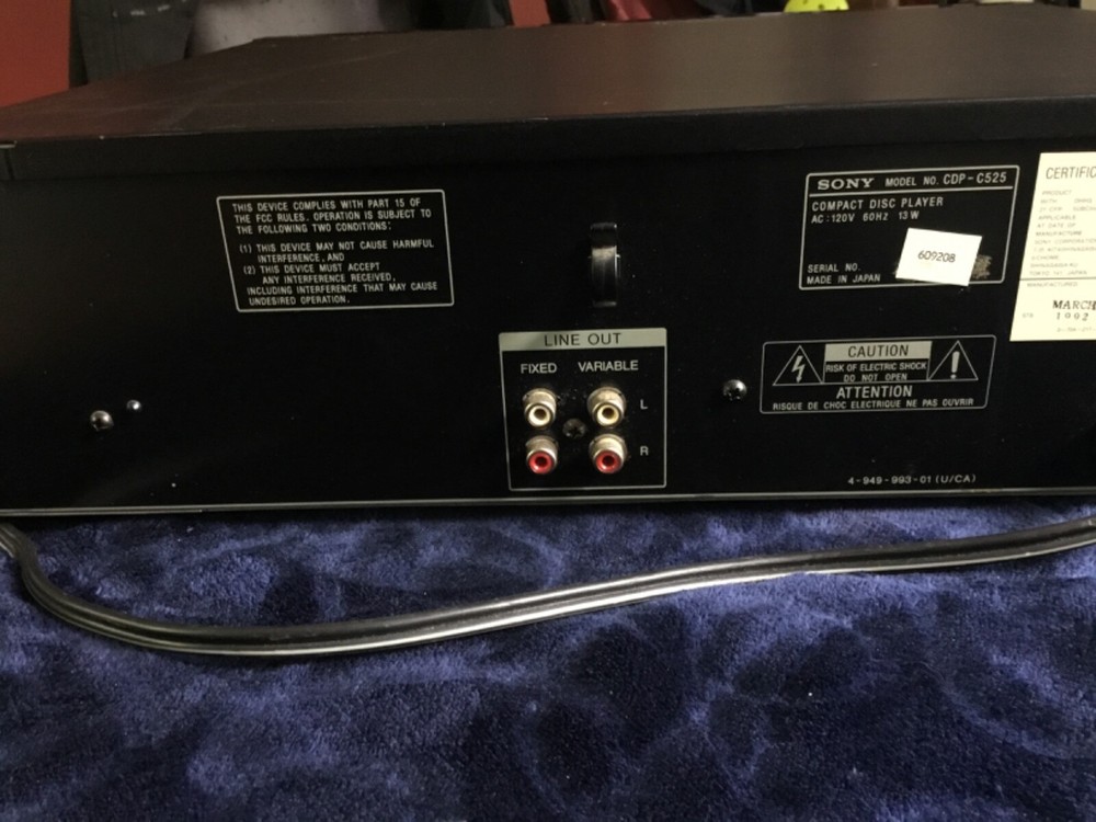 Sony Compact Disc Player CDP-C525 - 5-disc CD Changer, Working !