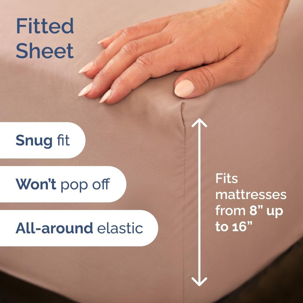 Queen 4-Piece Sheet Set & 2 Cotton Bed Pillows Bundle