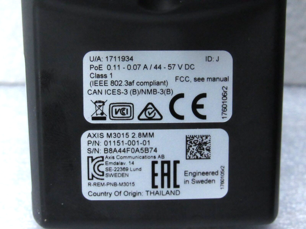 Axis M3015 Ceiling Mount Network Camera 01151-001 [CTSL]