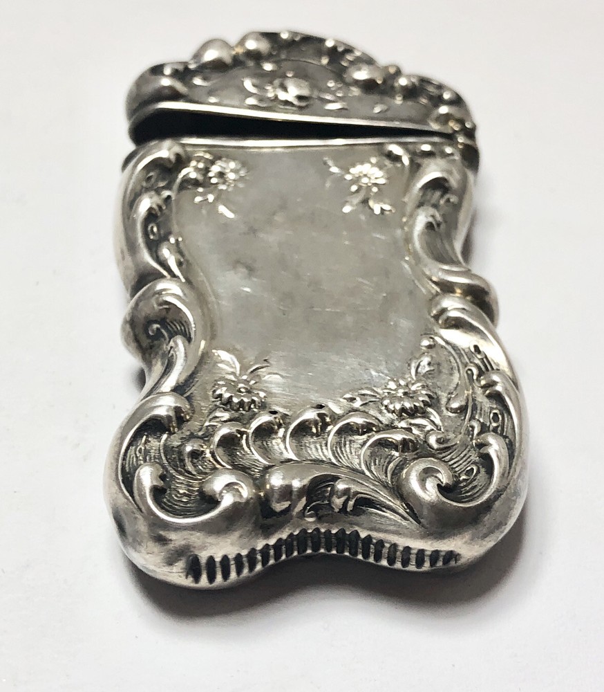 Match Safe Sterling Silver Victorian Antique Repousse Monogrammed