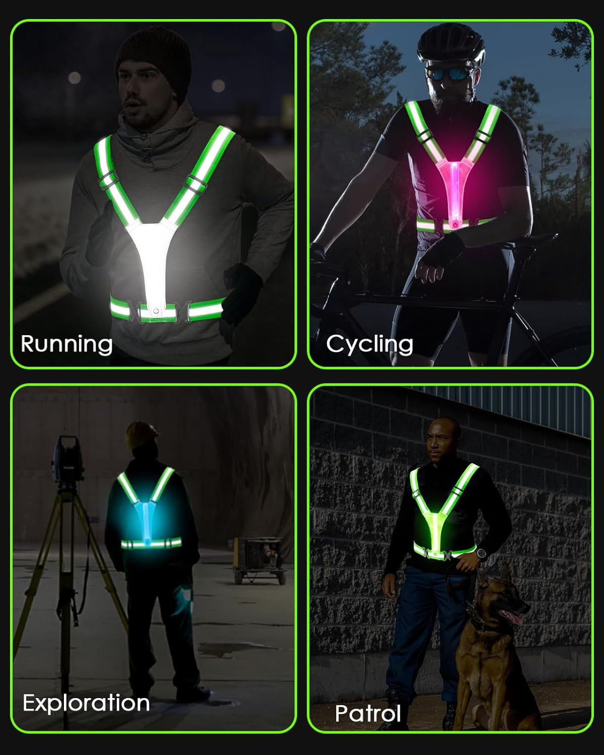 Zacro LED Reflective Vest Running Gear, 5 Lights Colors High Visibility Reflecti