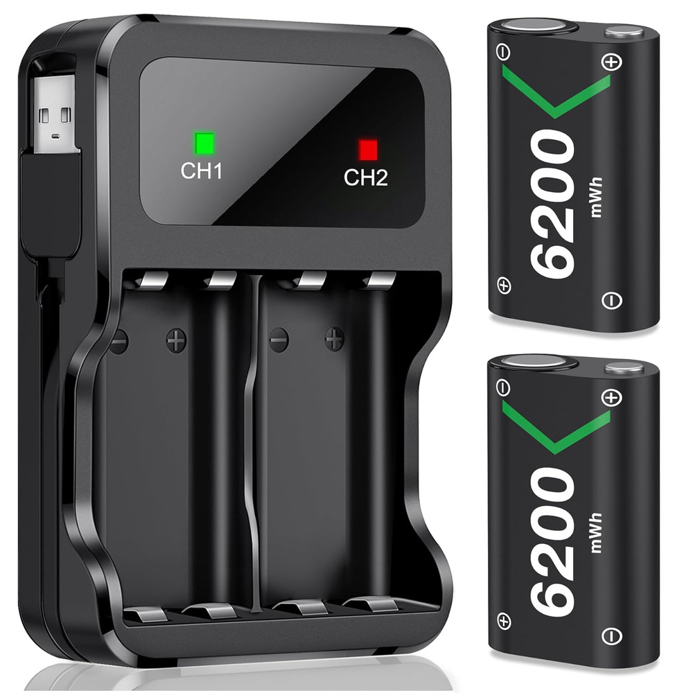 for Xbox Controller Battery Pack, 2X6200Mwh Rechargeable Battery Pack For