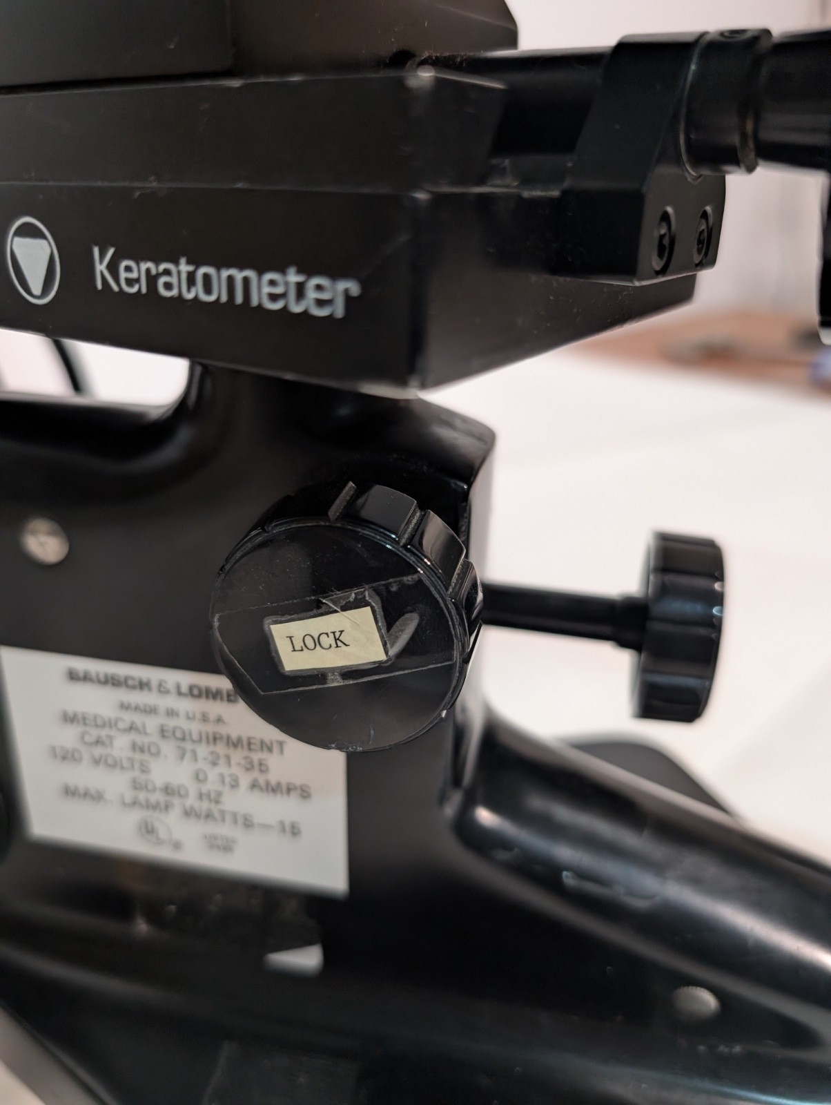 Vintage Bausch & Lomb 71-21-35 Keratometer with Stand, Missing Chin Rest