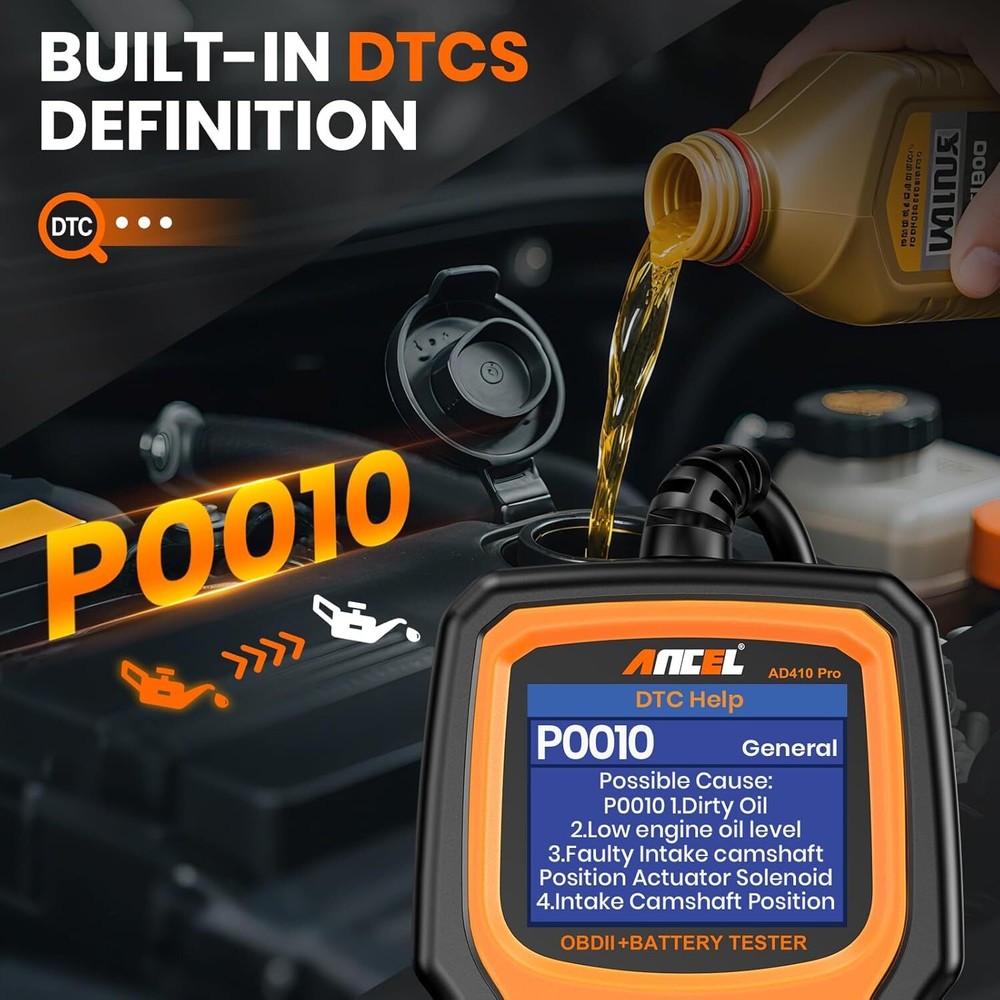 ANCEL AD410 Pro Car OBD2 Scanner Diagnostic Tool Battery Tester Auto Code Reader