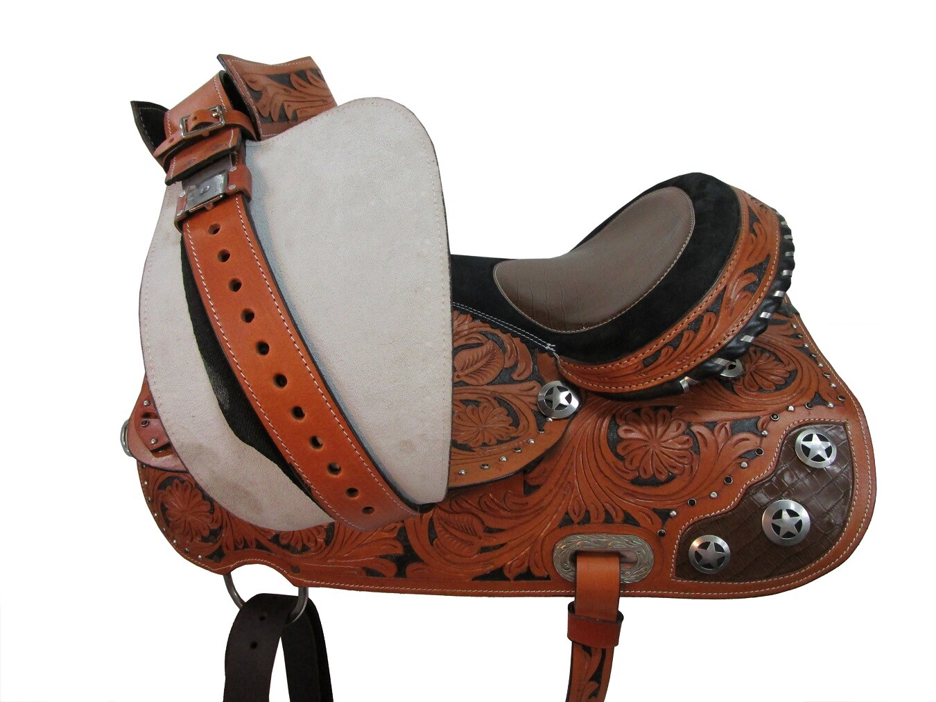 USED WESTERN BARREL SADDLE GATOR SHOW PLEASURE TRAIL HORSE TACK SET 15 16 17
