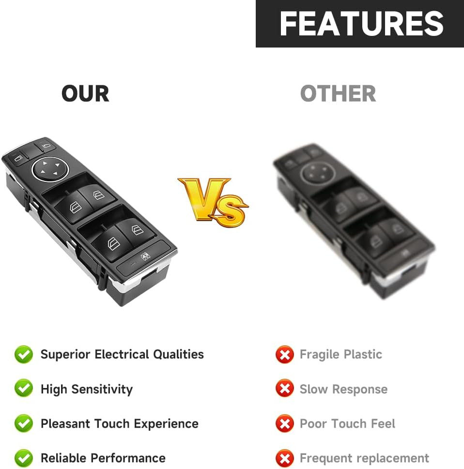Front Left Driver Side Master Power Window Switch - Compatible for Mercedes-Benz