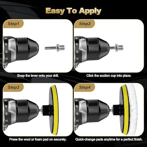 Wool Polishing Buffing Pad with Hook & Loop Backing with M14 Drill Adapter for