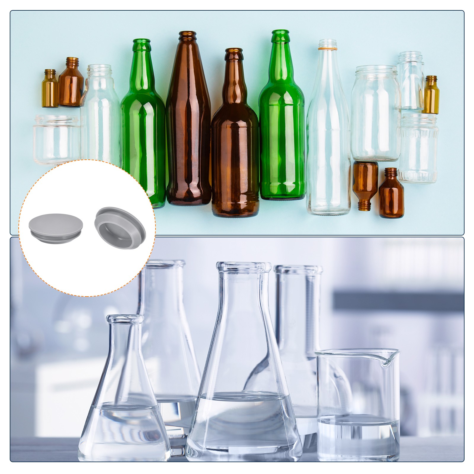 8Pcs Silicone Plugs Rubber Round Hole Plugs for 25-27mm Hole Grey