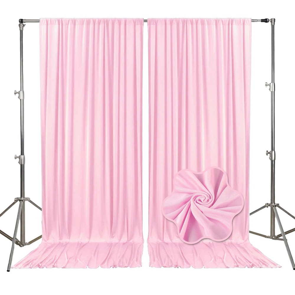 10x7 Ft Light Pink Backdrop Curtains Polyester Rod Pockets 2 Panels Backdrop Pro