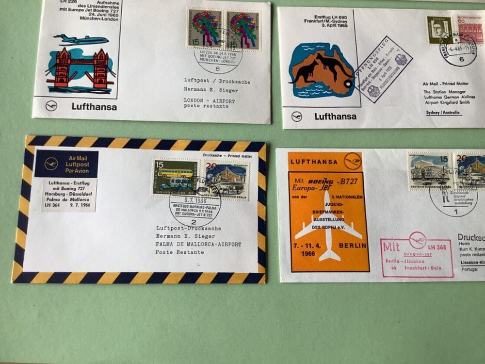 Airmail flight cover mixed world 9 items Ref A1463