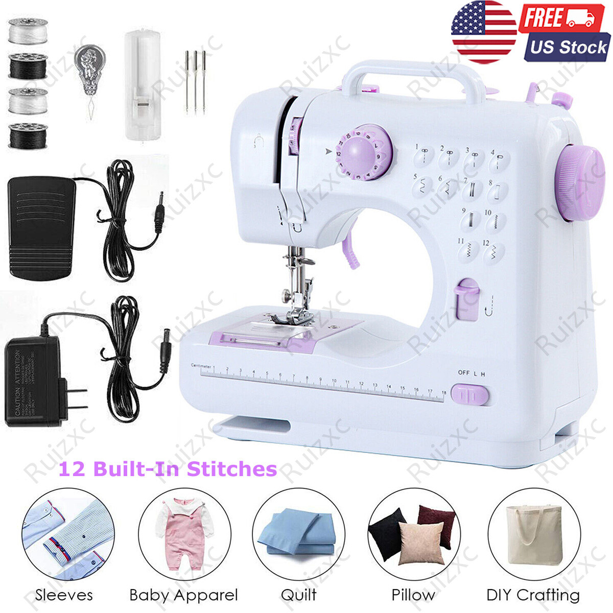 Portable Sewing Machine Electric Crafting Mending Machine 12 Built-In Stitches