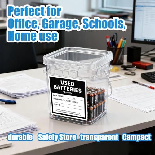2 Pcs Battery Recycling Container with Battery Testers for Household