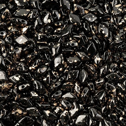 Matubo Czech Gemduo 2-Hole, Jet Gold Splash, 50g