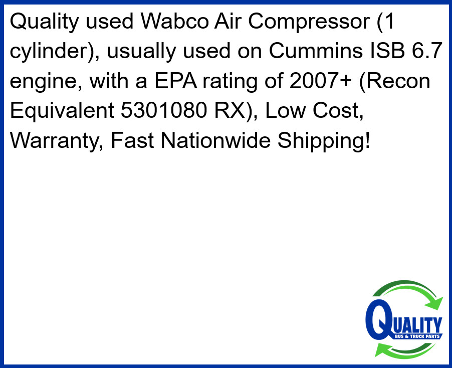5301080 Air Compressor Cummins ISB6.7, 5286959, 5266300, 4933565, 91190601080