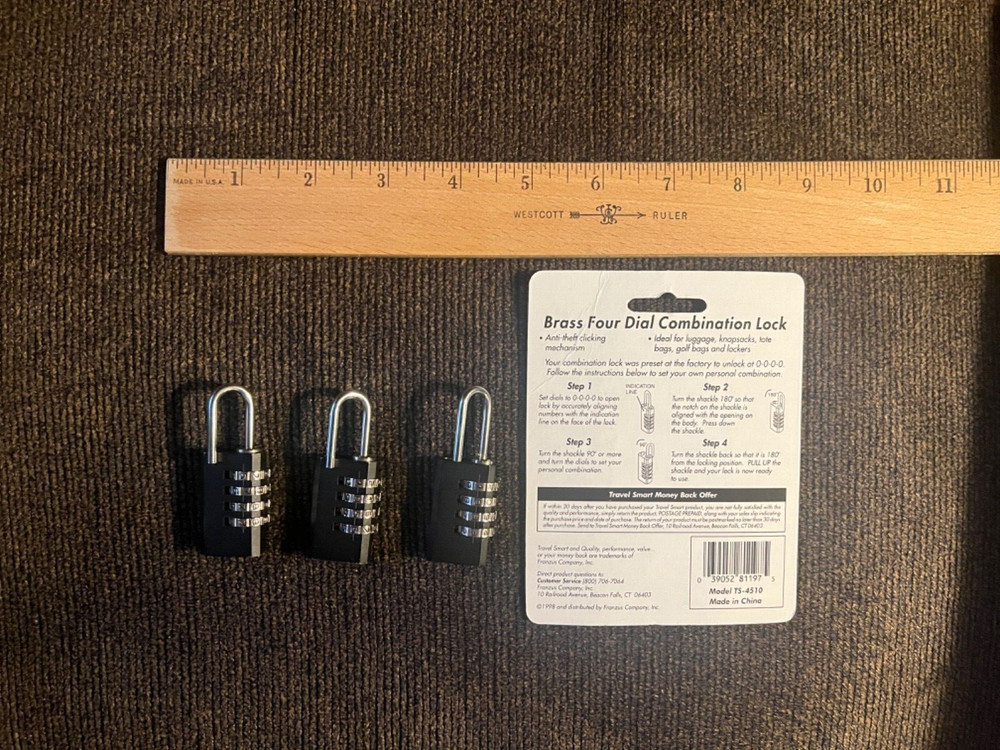 3 - Franzis Vintage Solid Brass Resettable Combo Locks