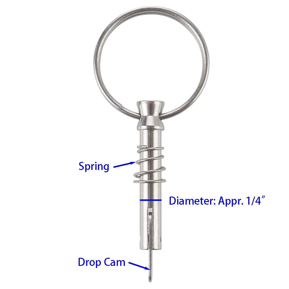 4 Pack Quick Release Pin 1/4" Diameter w/ Drop Cam & Spring Usable Length 0.9...