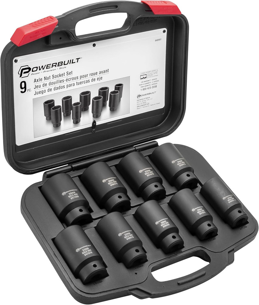9 Piece Deluxe Axle Nut Socket Set, Tools for Removing Front Wheel Axle Nuts, Fo