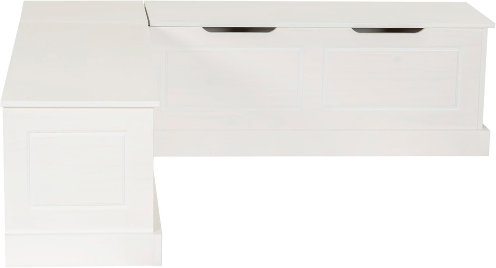 Harris White Solid Pine Backless Nook with Hidden Storage Solution