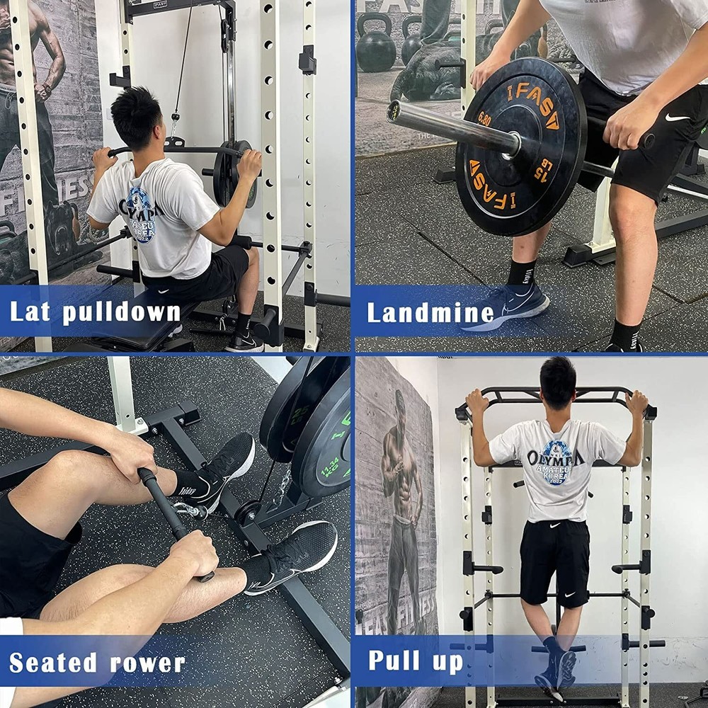 Multi-functional Power Cage,Home Adjustable Pullup Squat Rack 1000Lbs Capacity