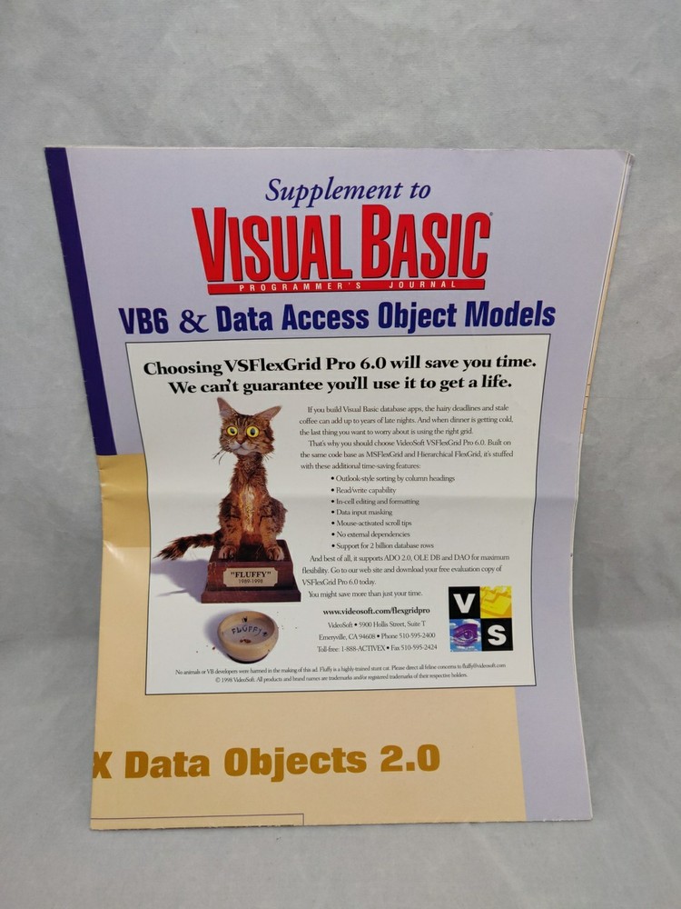 Visual Basic Vintage Computer Poster VB6 + Data Access Object Models Chart 32x21