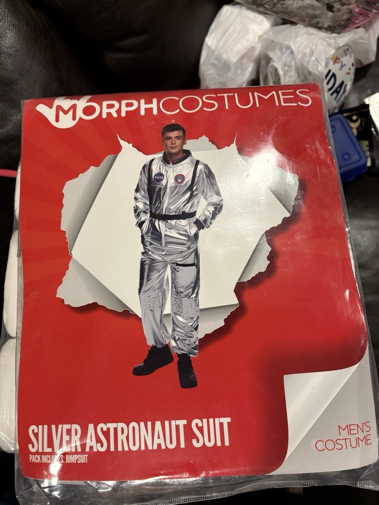 Morph Costume Men’s Medium Silver Astronaut Suit