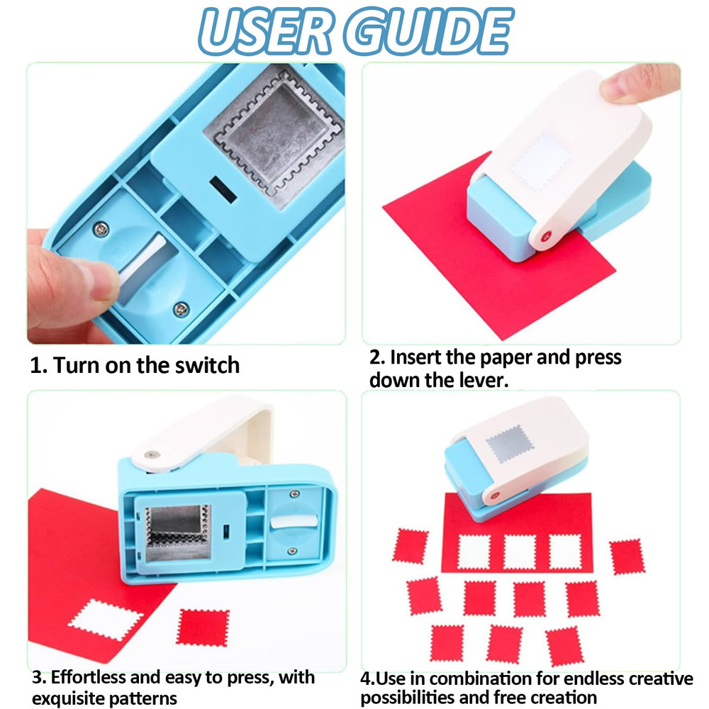 1X0.8Inch Rectangular Postage Stamp Puncher Rectangle Lever Action Punch Paper