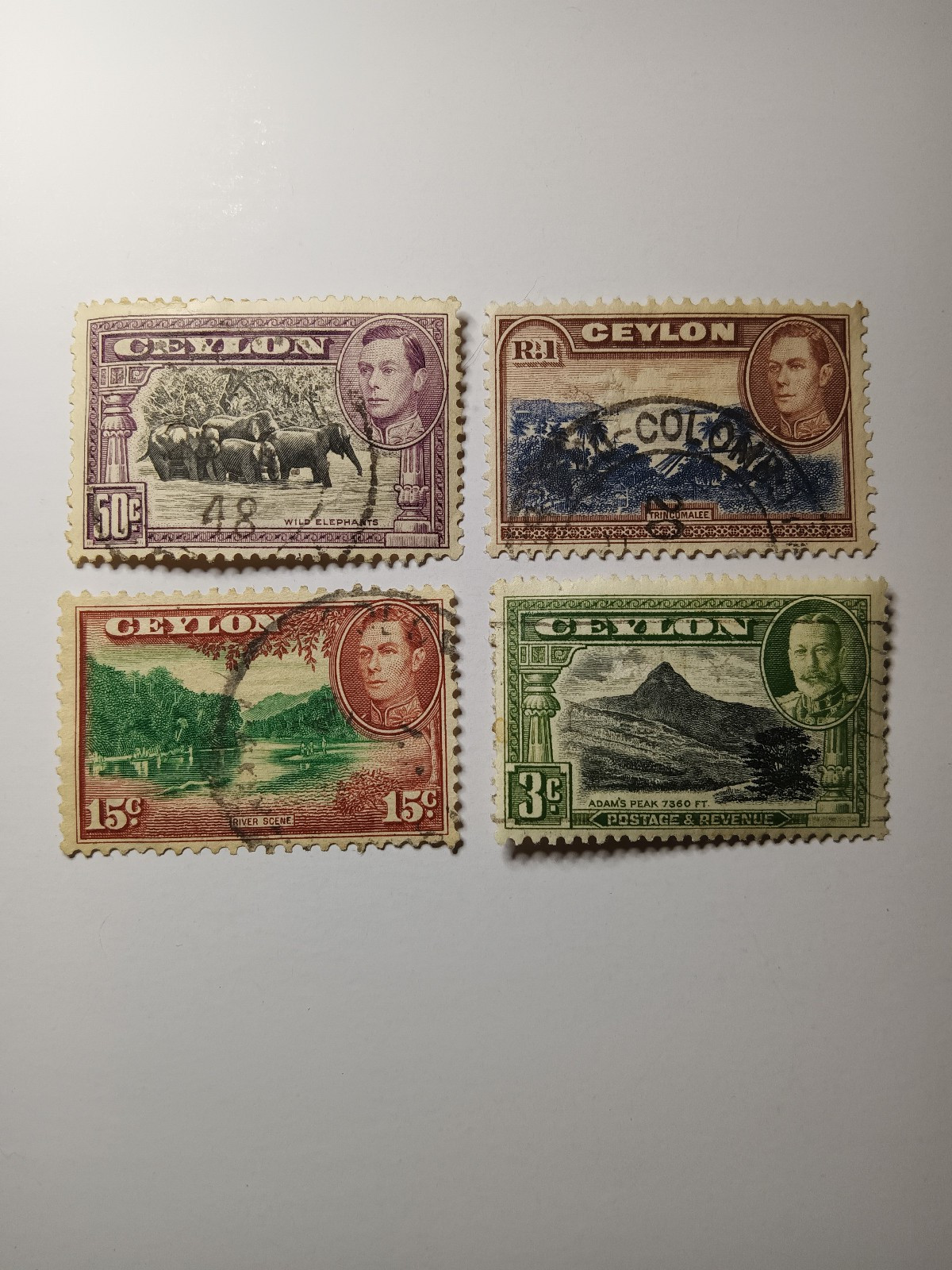 CEYLON 1935-38 King George USED set of 4