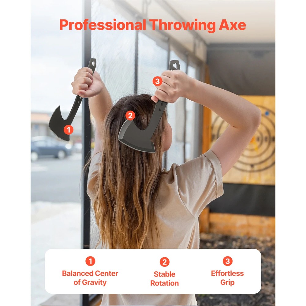 VEVOR 3-Piece Throwing Axes Set – Tomahawks w/ Multi-Function Handle, Wrench, Bo