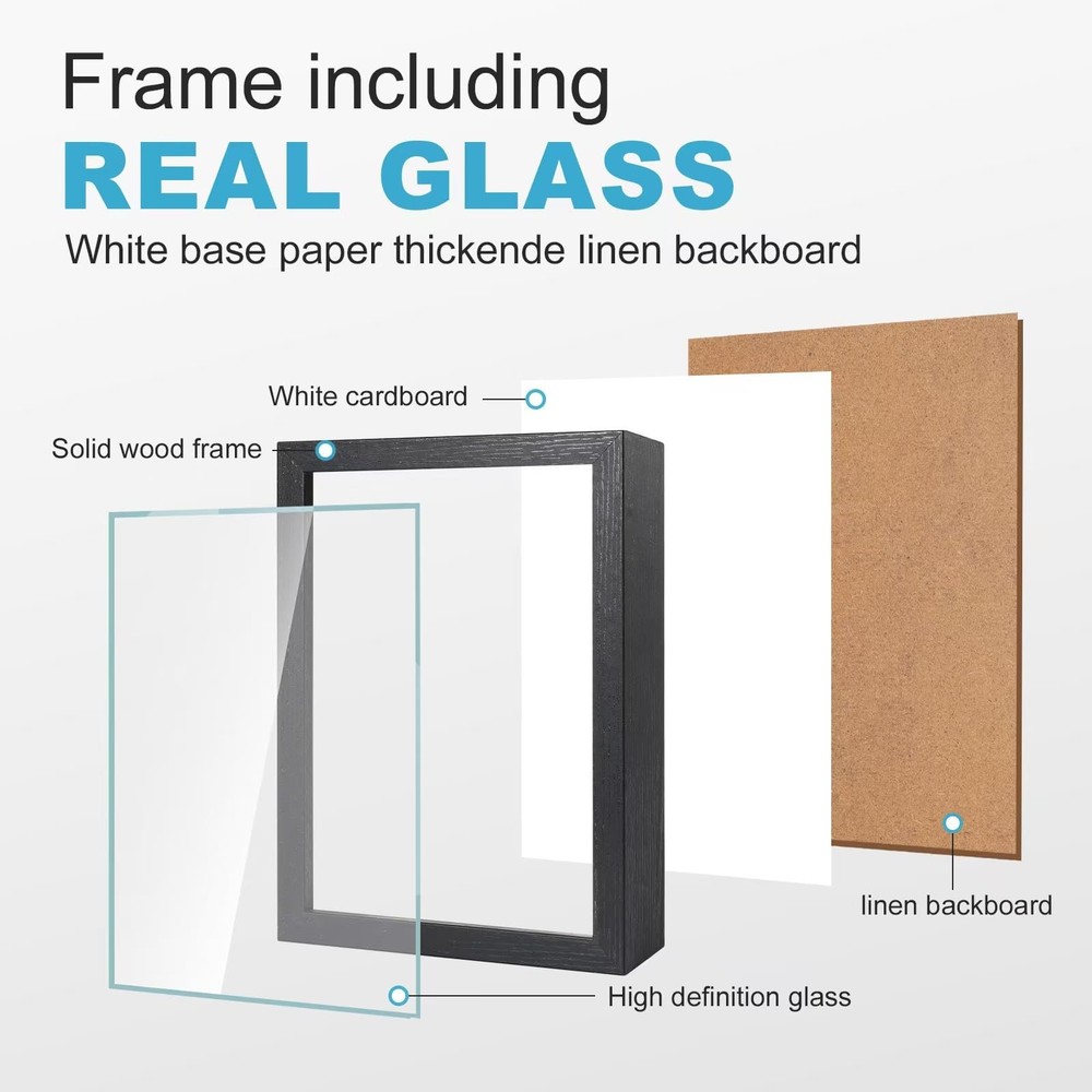 Shadow Box Frame 5x7 Deep Display Case Wedding Memory Decor Real Front