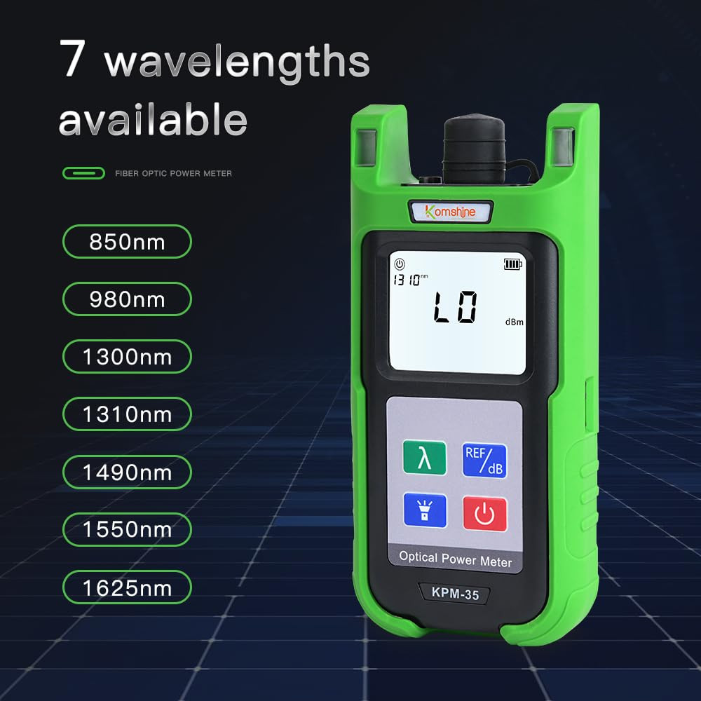7-Wavelength Optic Fiber Power Meter & Light Source Kit, Self-Calibrating