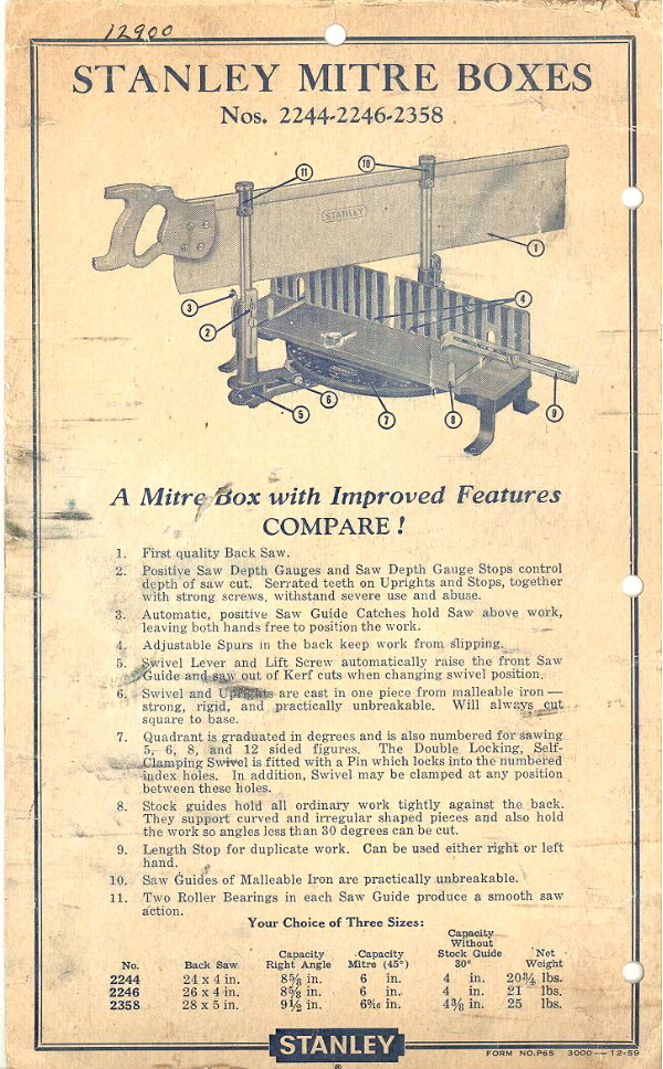 STANLEY MITRE BOXES ADVERTISING CARD