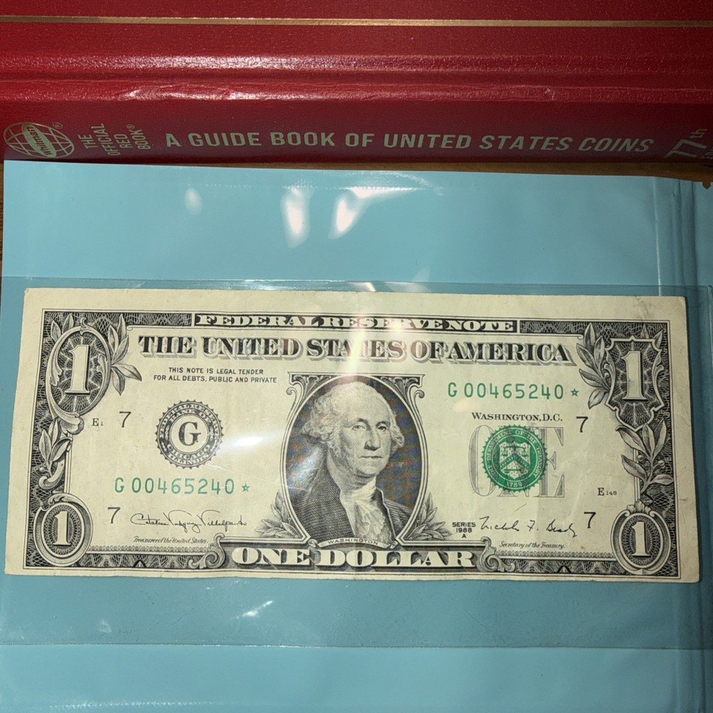 1988 A Misaligned One Dollar Star Note Error Semi Low Note G00465240