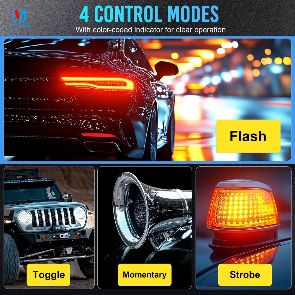 BB60 Wireless 6 Gang Switch Panel, Auxiliary LED Light Bar Switch Remote Control
