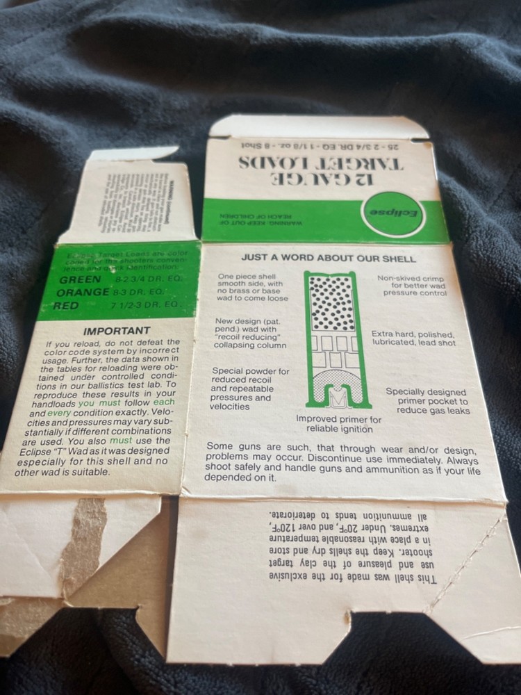 4 Eclipse 12ga. target loads empty shotgun shell boxes