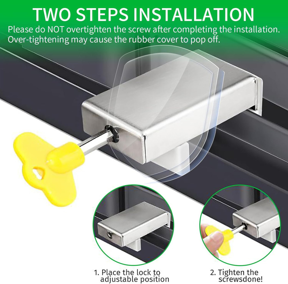 4 Sets Sliding Window Locks, 0.66'' to 1.65'' Adjustable Width Sliding Security