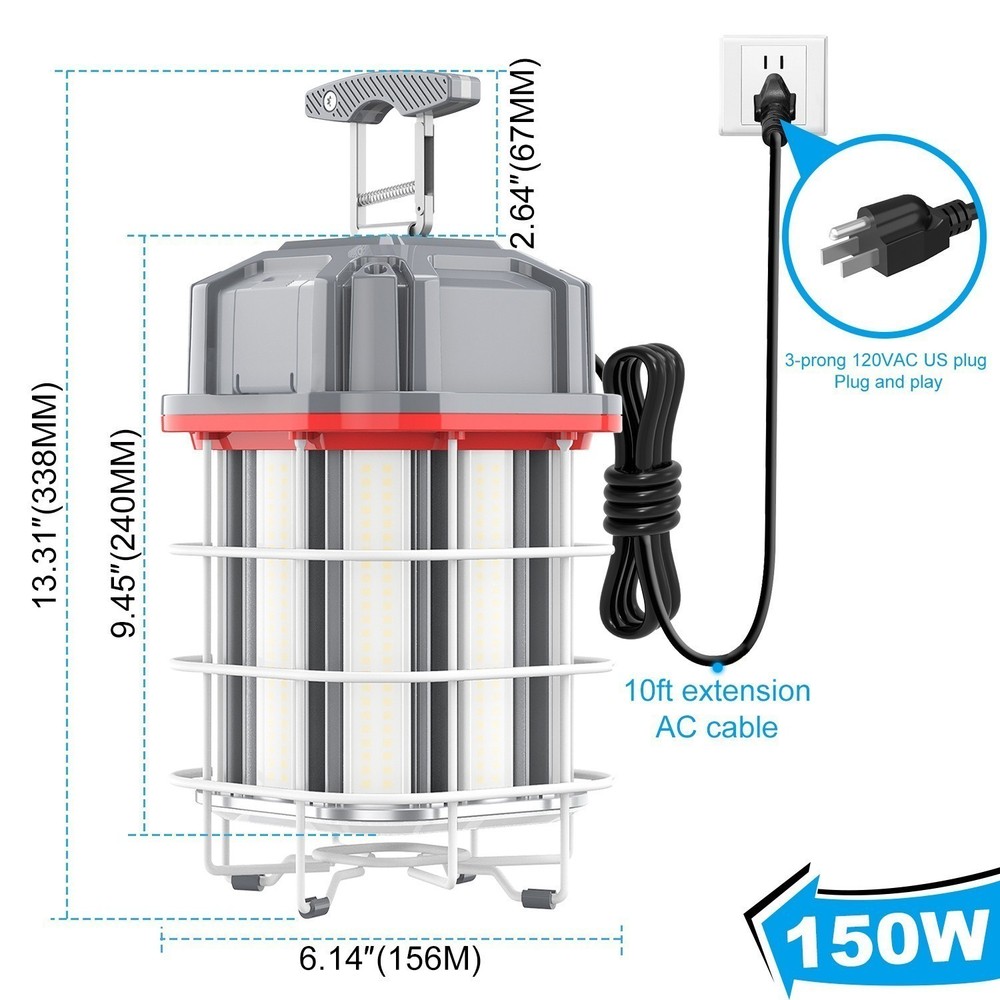 150W LED Temporary Work Light 22500LM Linkable Workshop Constructions Lighting