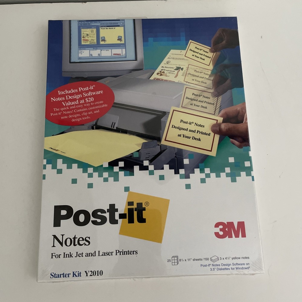 3M Refill Post-It Notes Inkjet/Laser Printers Y2010 Sealed  25 Sheets Yellow