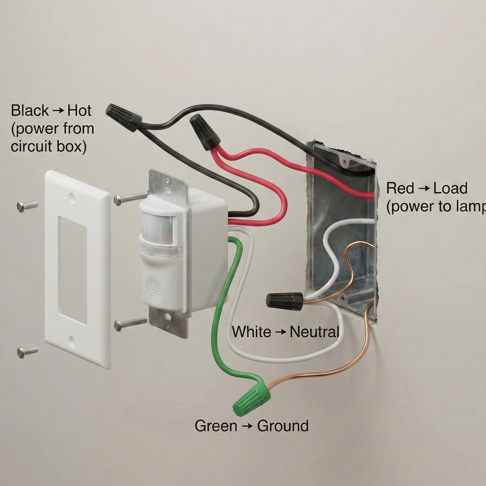 Auto On/Off Sensor Switch Motion Infrared PIR Occupancy Vacancy Wall Light Lamp
