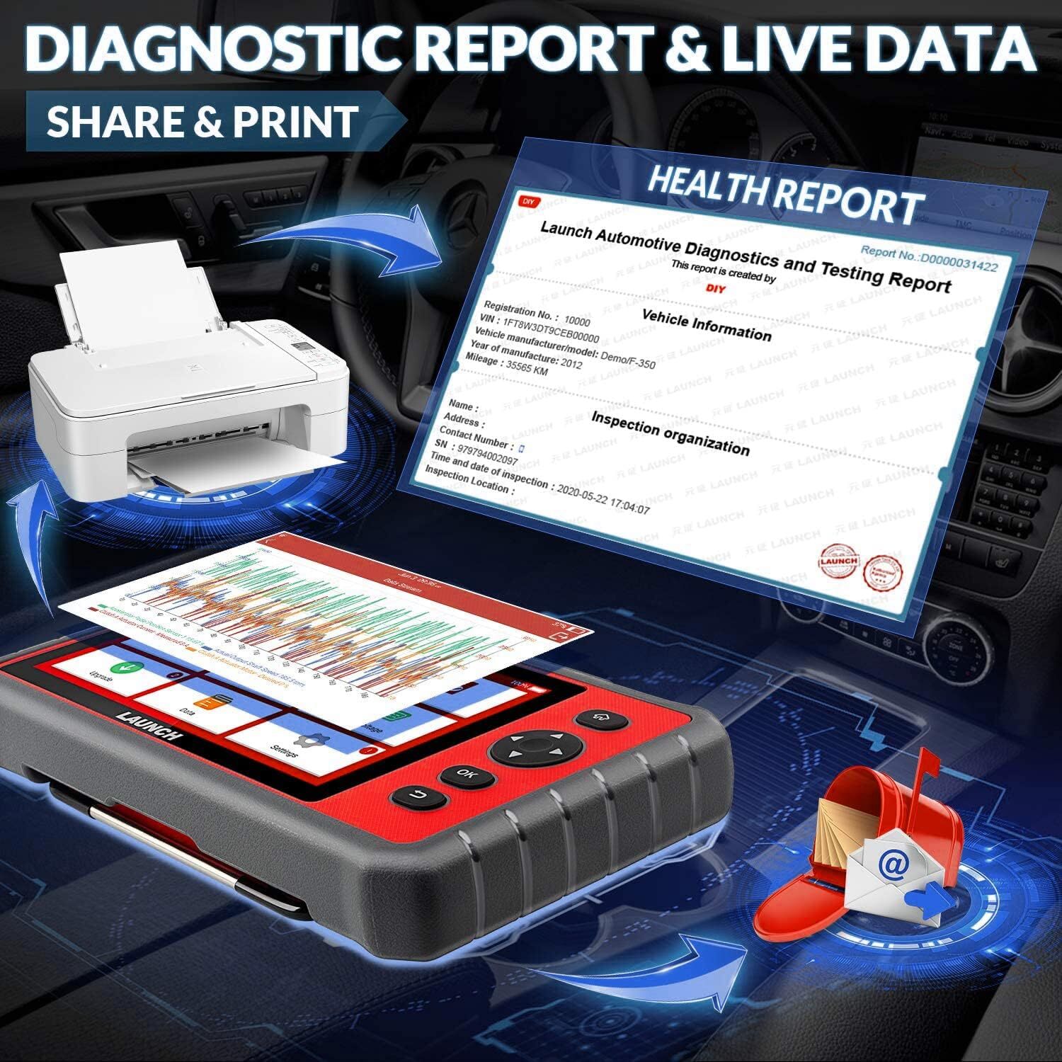 LAUNCH X431 CRP909 OBD2 Scanner Car Diagnostic Tool Full System Key Coding ABS