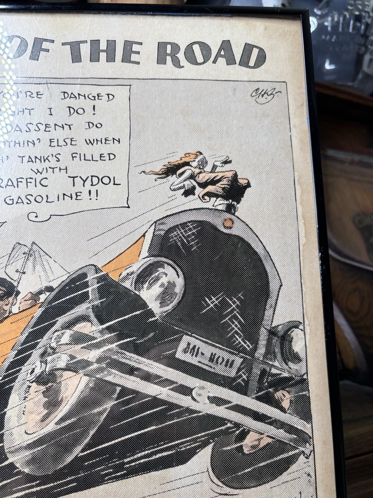 Antique Original Tydol Gasoline Oil Tales Of The Road Cardboard Sign Early Auto