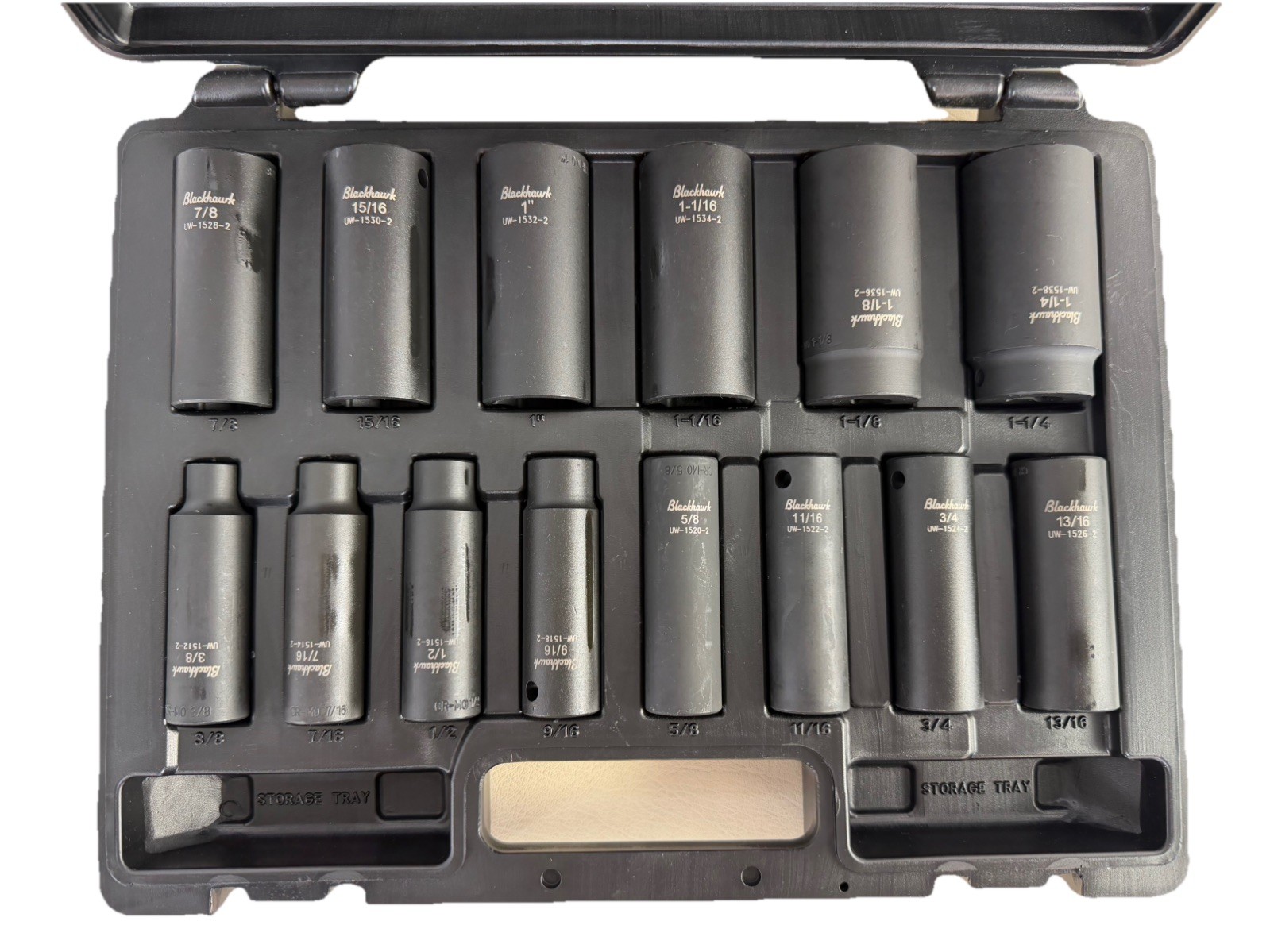 14pc Blackhawk Proto Tool 1/2" Drive Deep Impact Sockets SAE 6-Point 3/8-1 1/4”