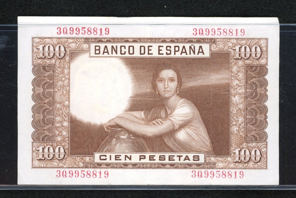 SPAIN ~ 1953 ~ 100 PESETAS NOTE ~ CH XF
