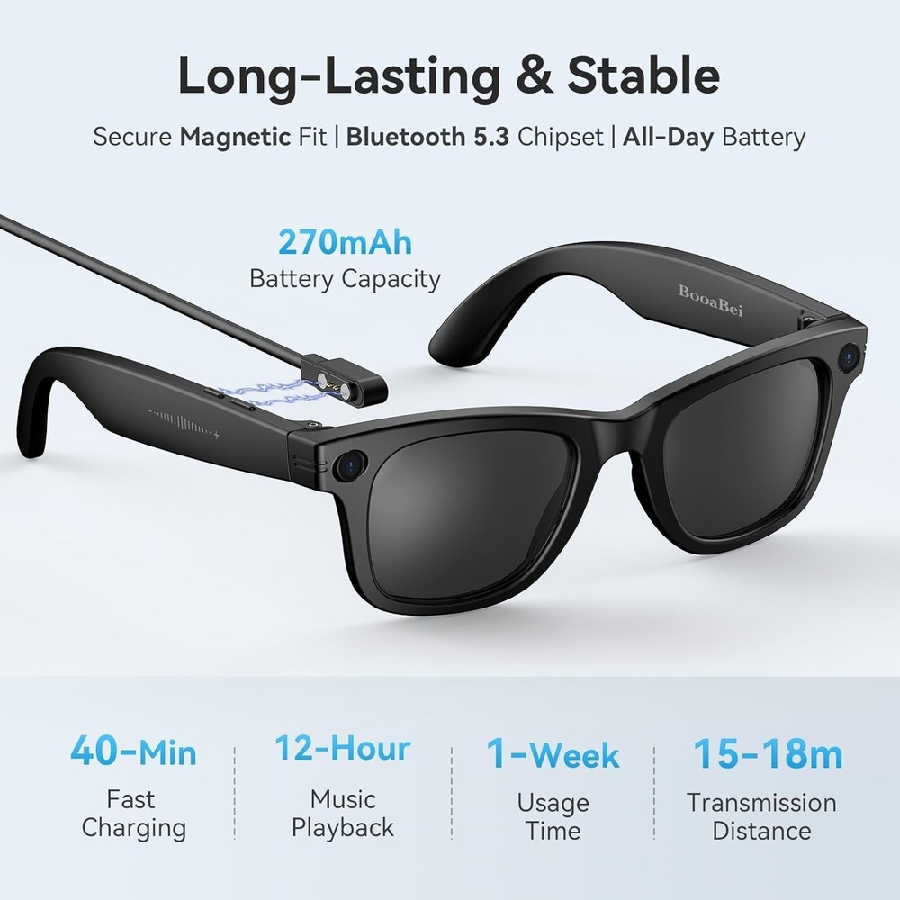 Outdoor Smart Glasses with Bluetooth, 2K Camera and Noise Reduction Technology