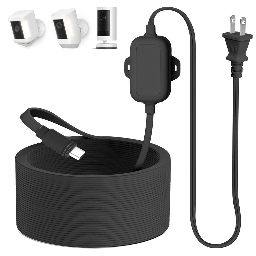 30ft Power Adapter Compatible with Spotlight Cam Plus/Pro (Battery), Long Fla...