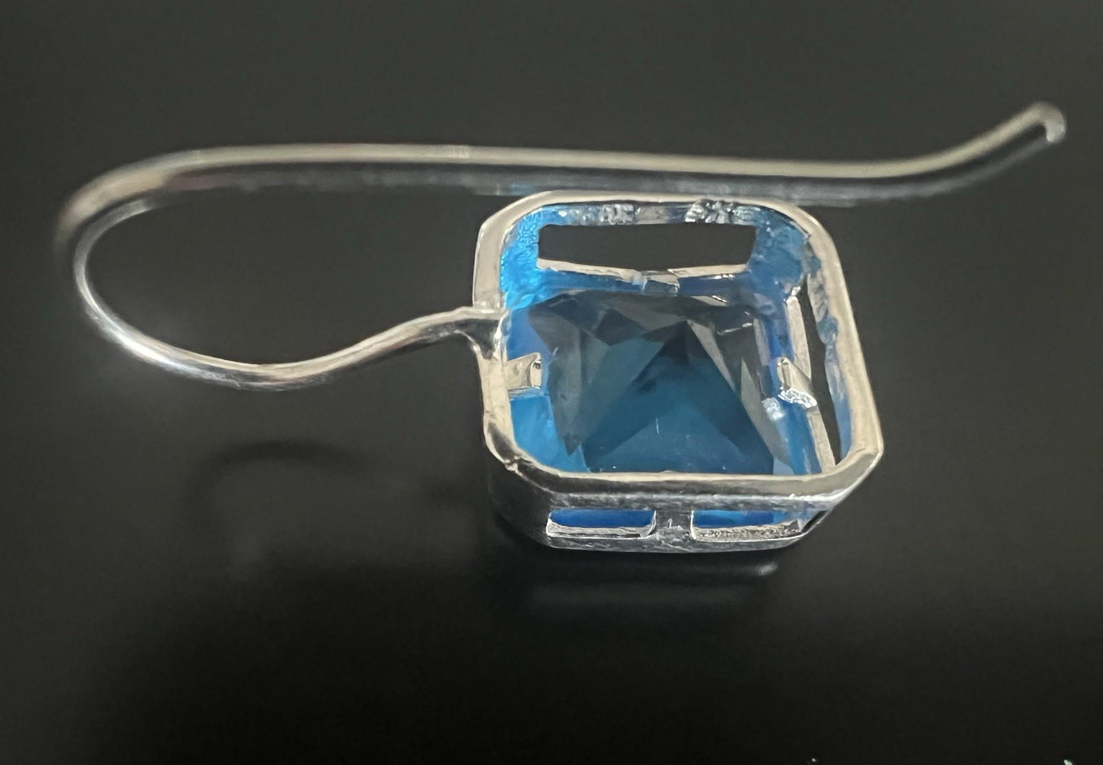 Blue Topaz Dangle Earrings Sterling Silver