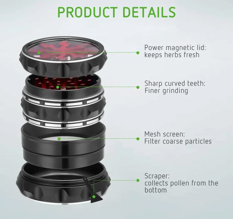 2.5" Lightning Red, Black & Silver Manual Spice Grinder