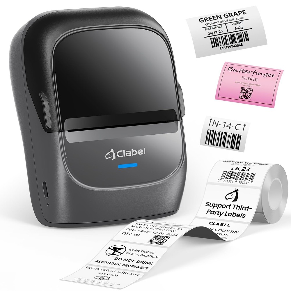 CLABEL Label Maker Machine with Tape, 221B Thermal Bluetooth Label Printer 2 ...